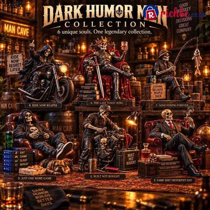 💀🔥 Bad To The Bone – 6 Dark Humor Skeleton Collectibles For Men Man Cave Decor & Unique Gifts 🎁