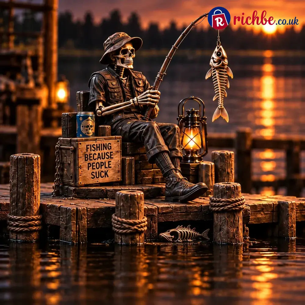 💀🔥 Bad To The Bone – 6 Dark Humor Skeleton Collectibles For Men Man Cave Decor & Unique Gifts 🎁 - Gone Fishing Forever