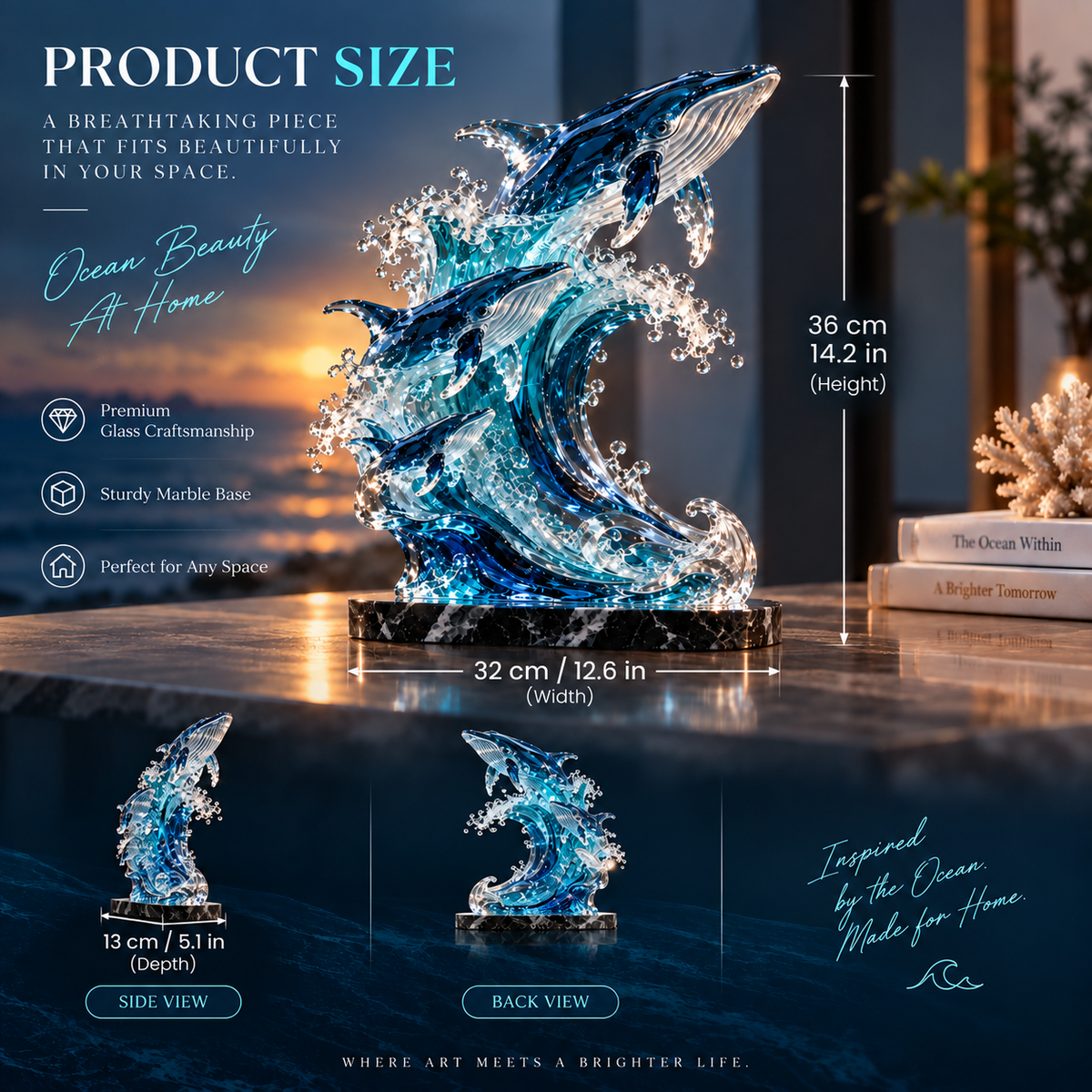 🐋 Becoming Ocean – Three Whales Rising from the Wave Sculpture