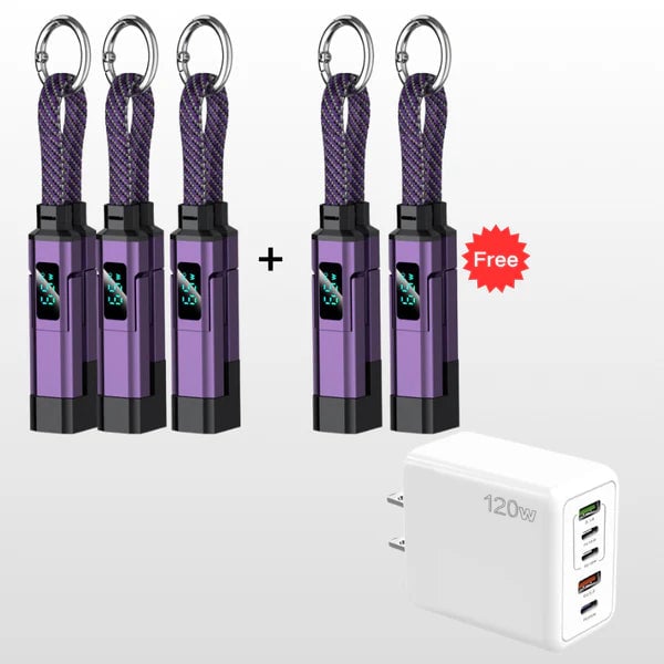 🔥Limited Time SALE 40% OFF🔥4-in-1 Digital Display Keychain Charging Cable