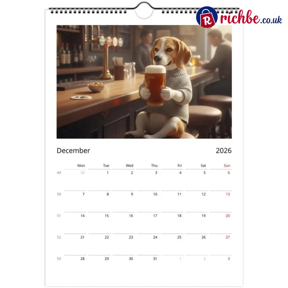 Beagle dog Calendar 2026 - Daily Activities