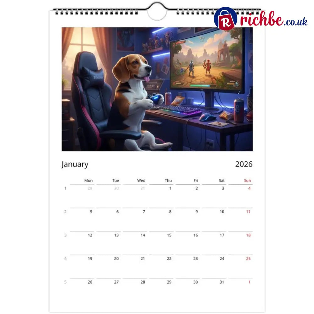 Beagle dog Calendar 2026 - Daily Activities