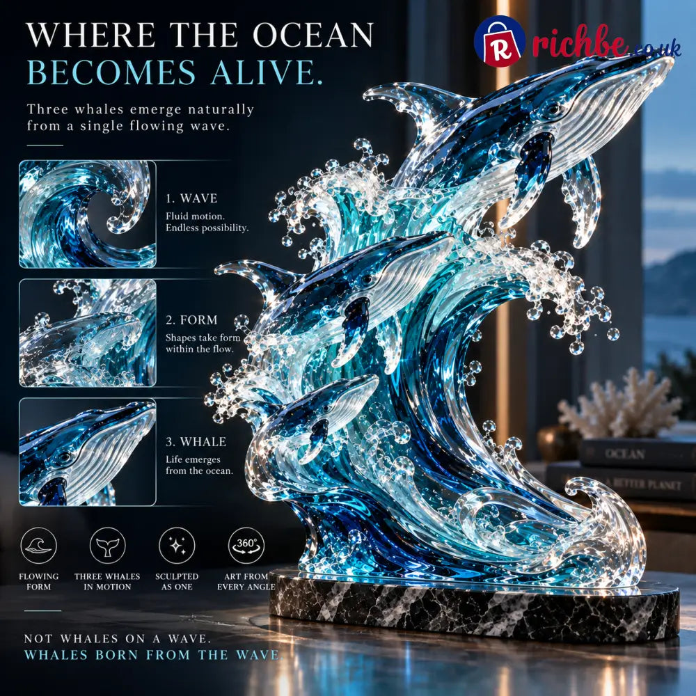 🐋 Becoming Ocean – Three Whales Rising from the Wave Sculpture