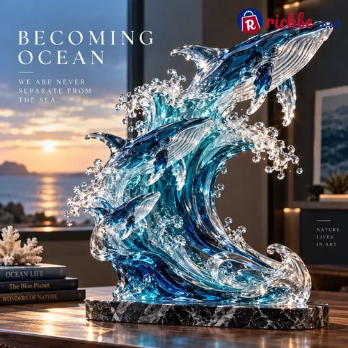 🐋 Becoming Ocean – Three Whales Rising from the Wave Sculpture