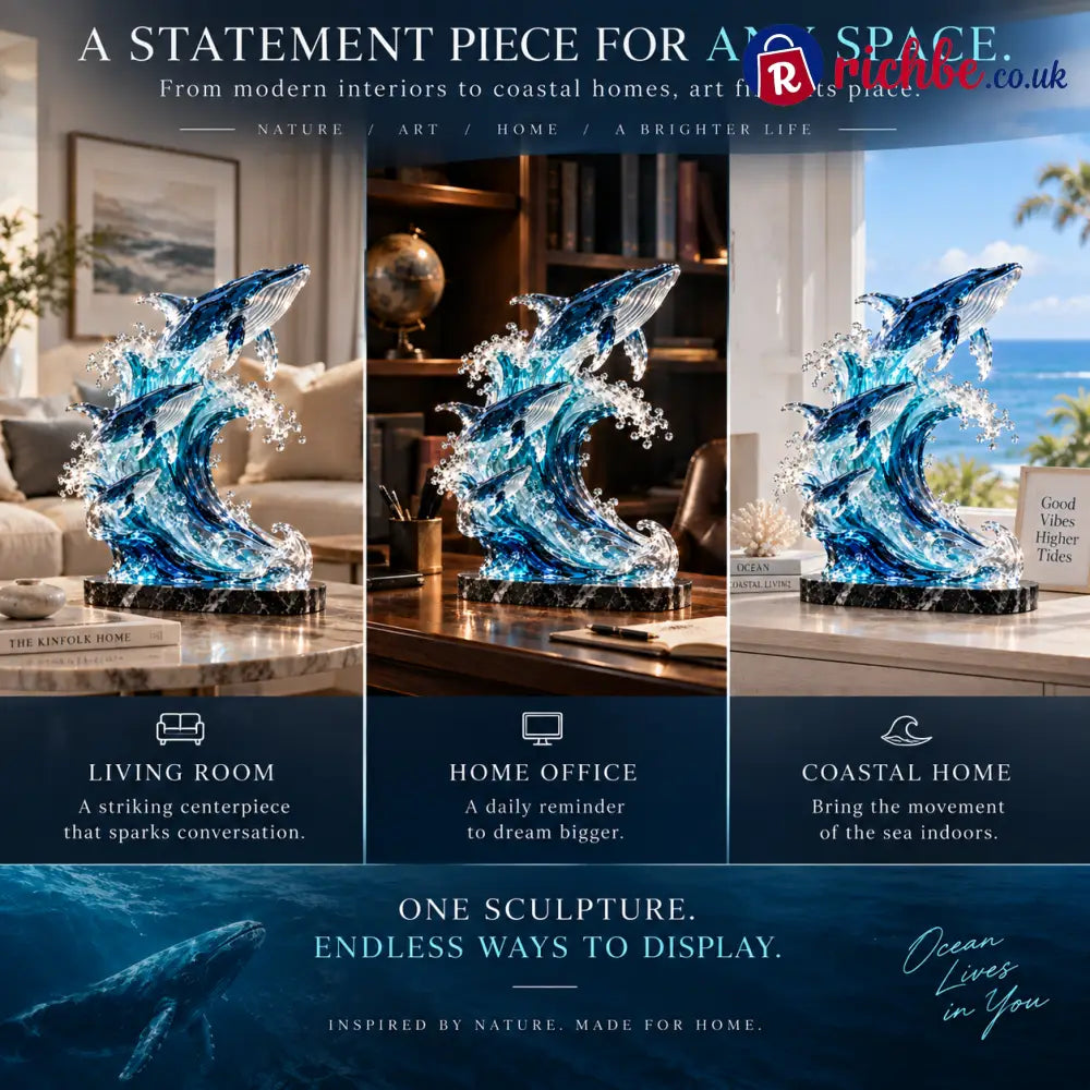 🐋 Becoming Ocean – Three Whales Rising from the Wave Sculpture