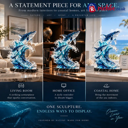 🐋 Becoming Ocean – Three Whales Rising from the Wave Sculpture