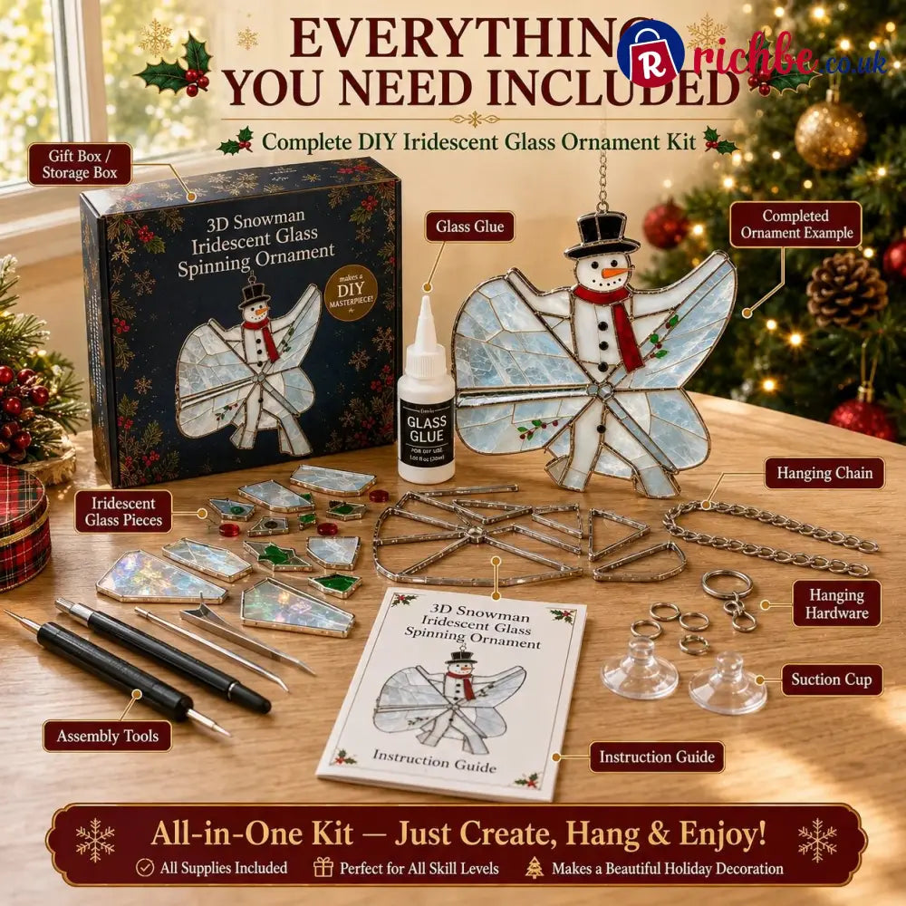 🎄Beginner-Friendly 3D Christmas Iridescent Suncatcher DIY Kit | Complete Kit with Glass-Style Panels Metal Frames