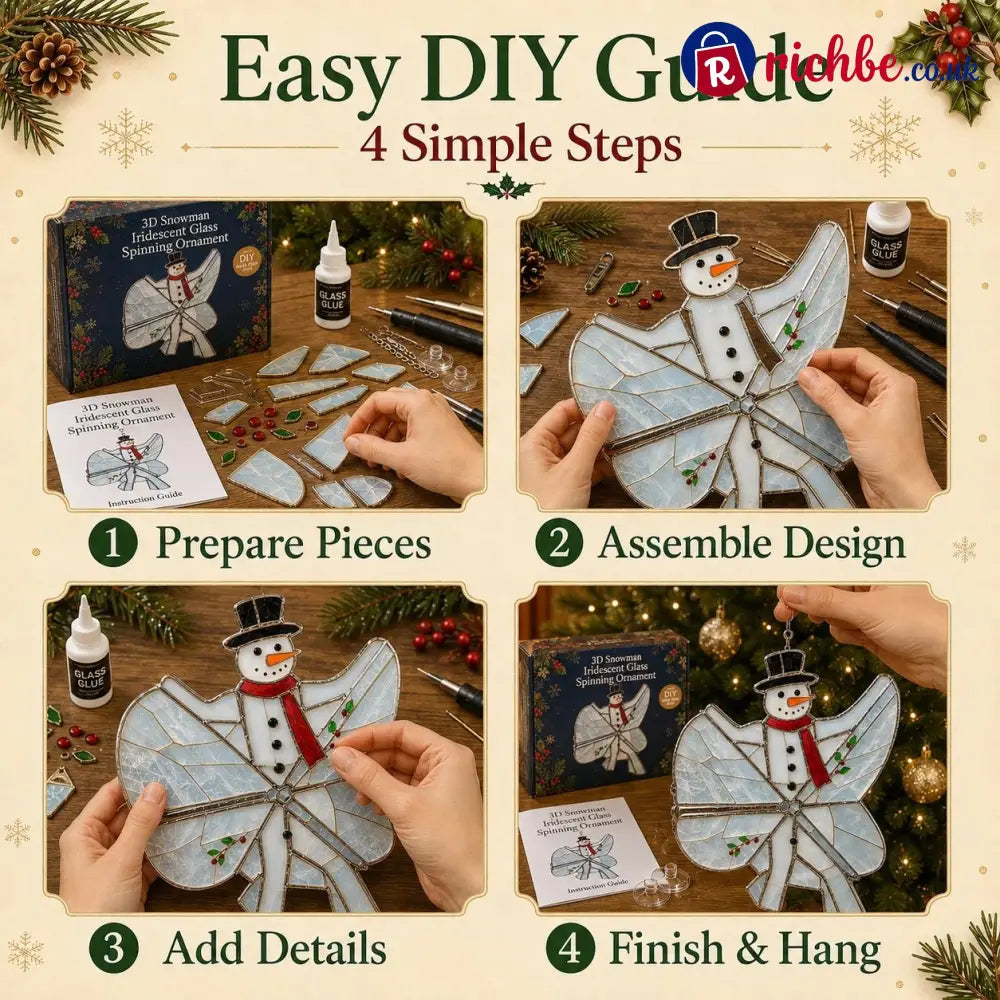 🎄Beginner-Friendly 3D Christmas Iridescent Suncatcher DIY Kit | Complete Kit with Glass-Style Panels Metal Frames