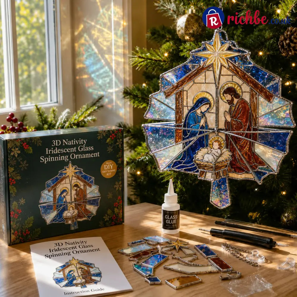🎄Beginner-Friendly 3D Christmas Iridescent Suncatcher DIY Kit | Complete Kit with Glass-Style Panels Metal Frames