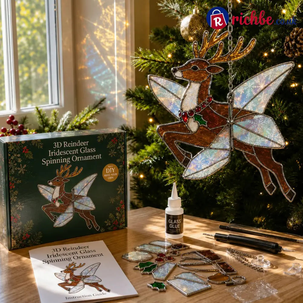 🎄Beginner-Friendly 3D Christmas Iridescent Suncatcher DIY Kit | Complete Kit with Glass-Style Panels Metal Frames