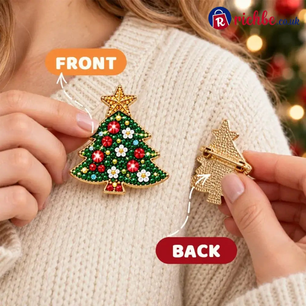 🎄Beginner-Friendly Christmas Diamond Painting Brooch DIY Kit | 6 Festive Designs with Sparkling Gems & Pin Backs 💎