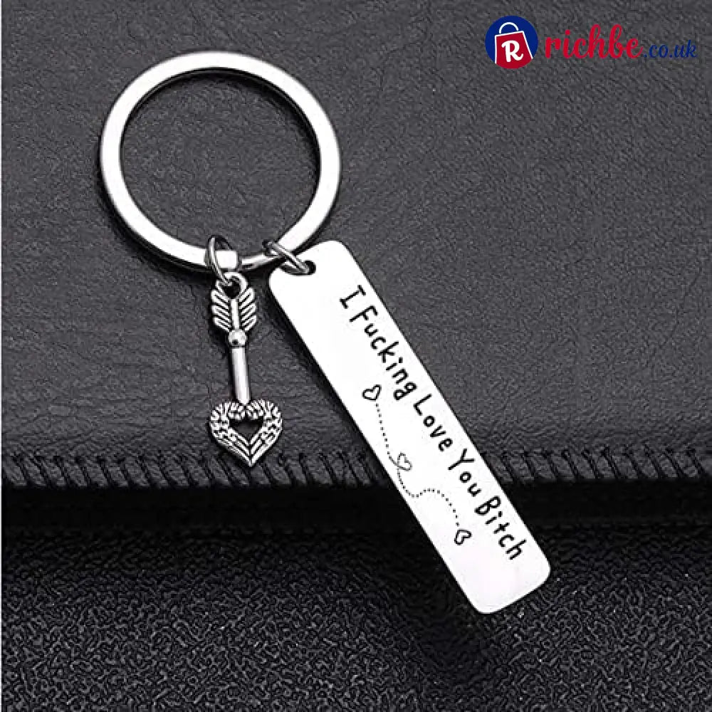 💕 Best Friend Stainless Steel Keychain ’ I Fxxking Love You Bxxch ’ - white + black
