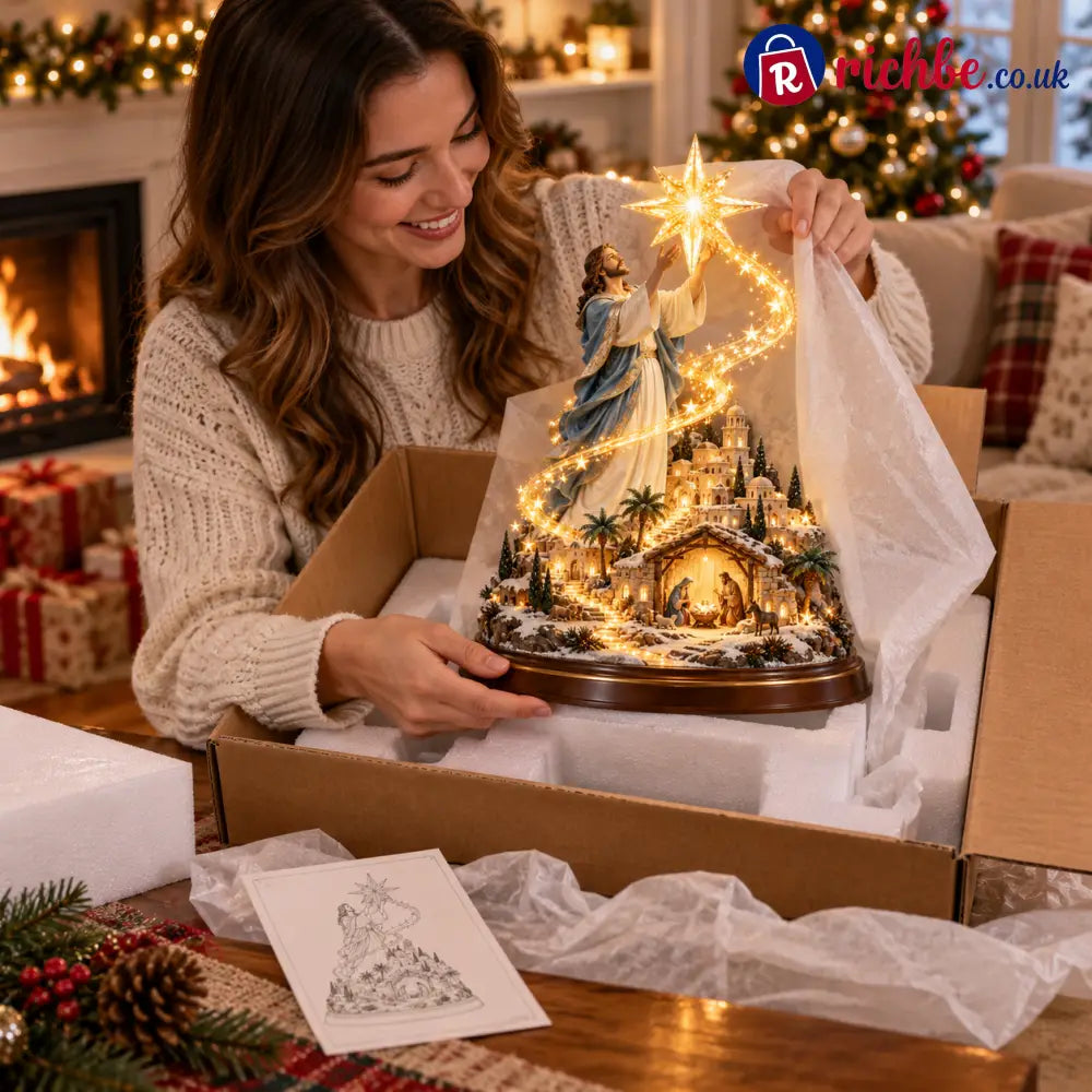 ⭐✨ Bethlehem Star of Hope™ – Jesus Holding the Guiding Star Illuminated Christmas Nativity Scene