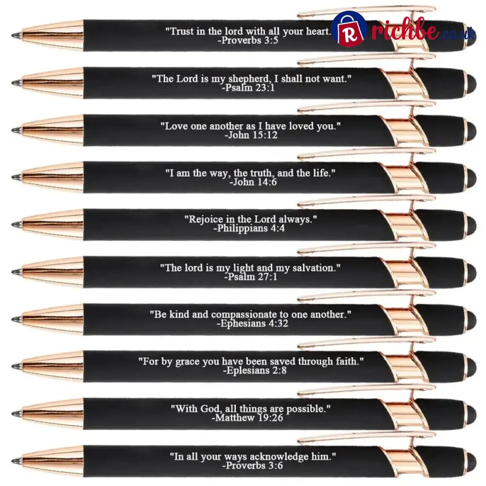 Bible Verse Ballpoint Pen Set (10PCS) - Black