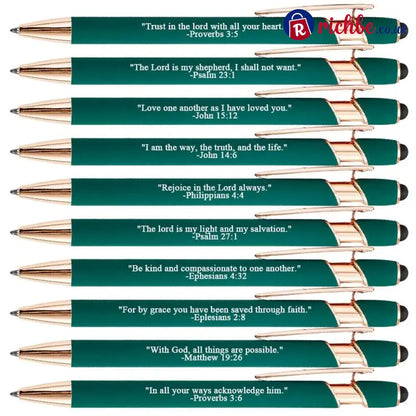 Bible Verse Ballpoint Pen Set (10PCS) - Pine Green