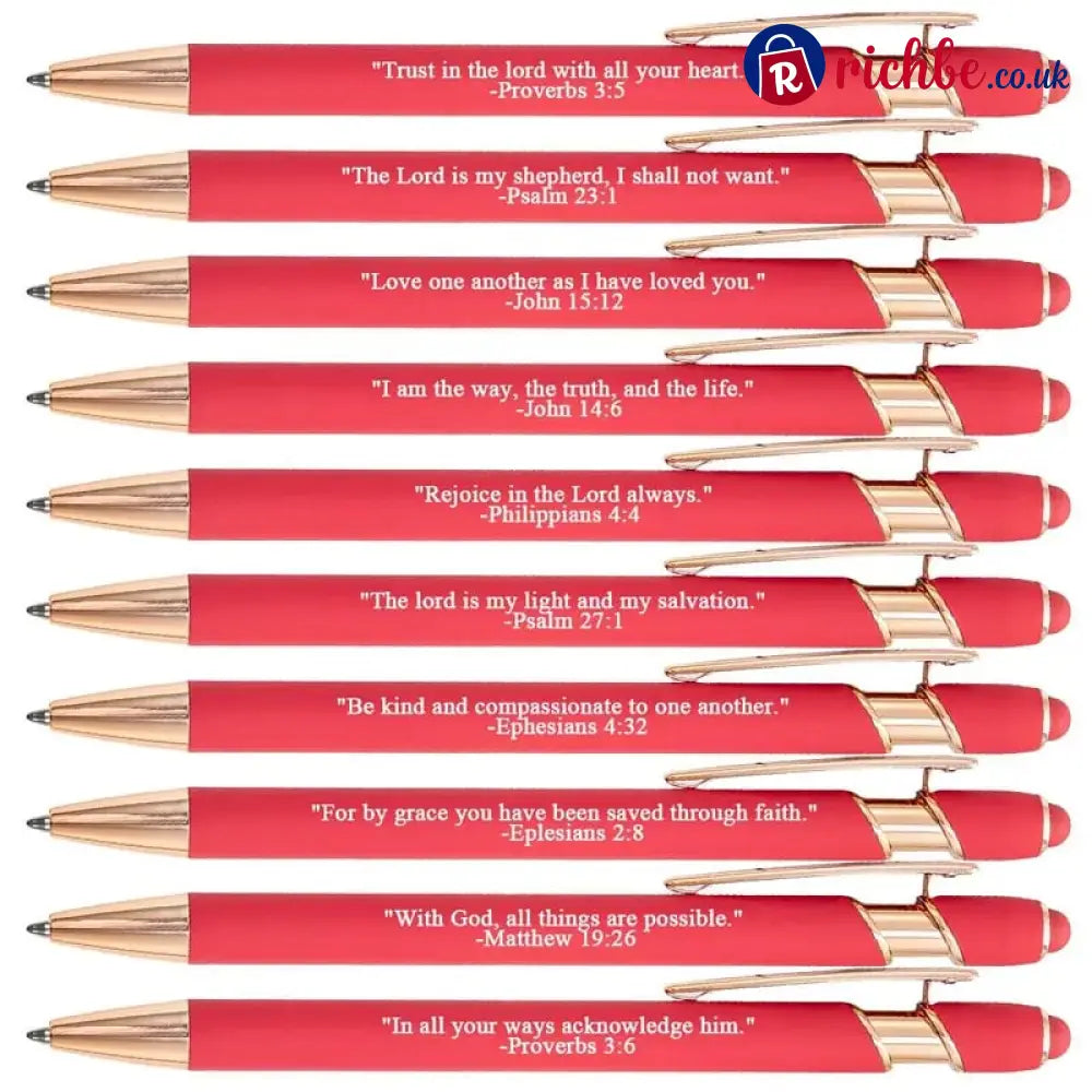 Bible Verse Ballpoint Pen Set (10PCS) - Red
