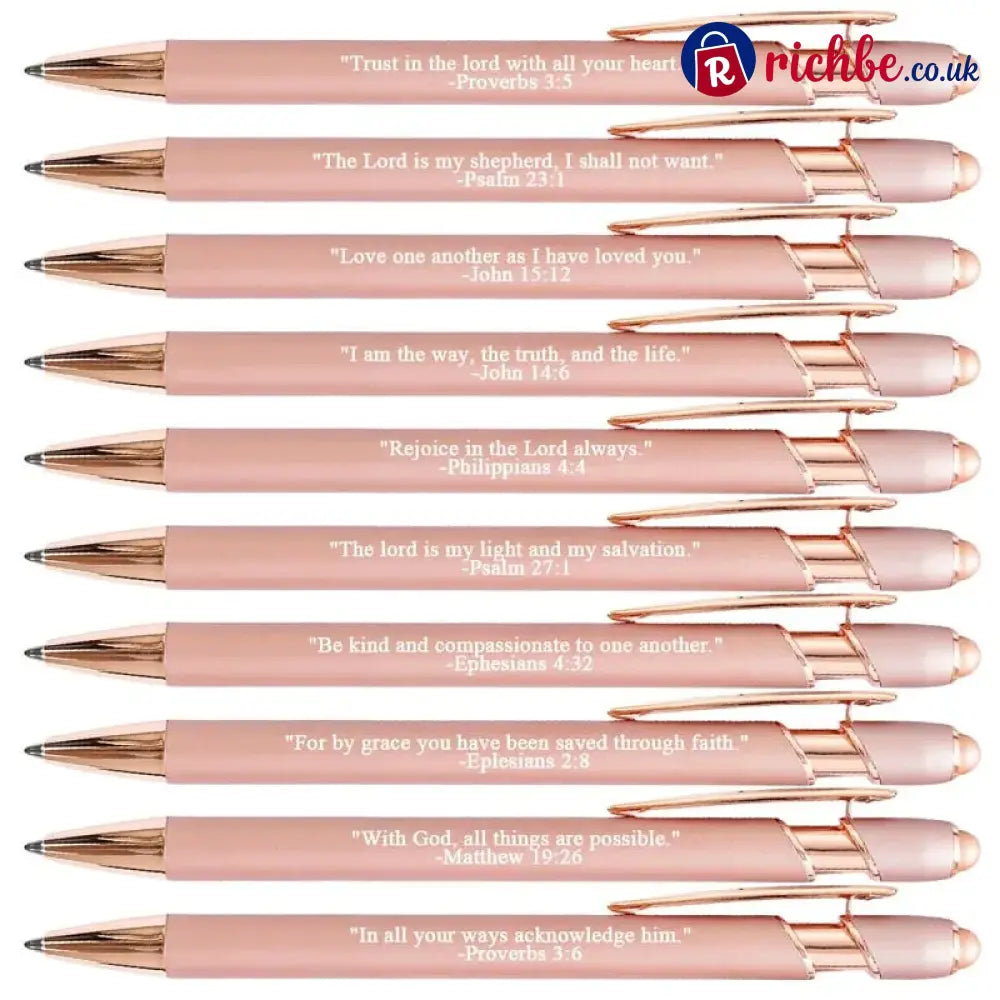 Bible Verse Ballpoint Pen Set (10PCS) - Rose Gold
