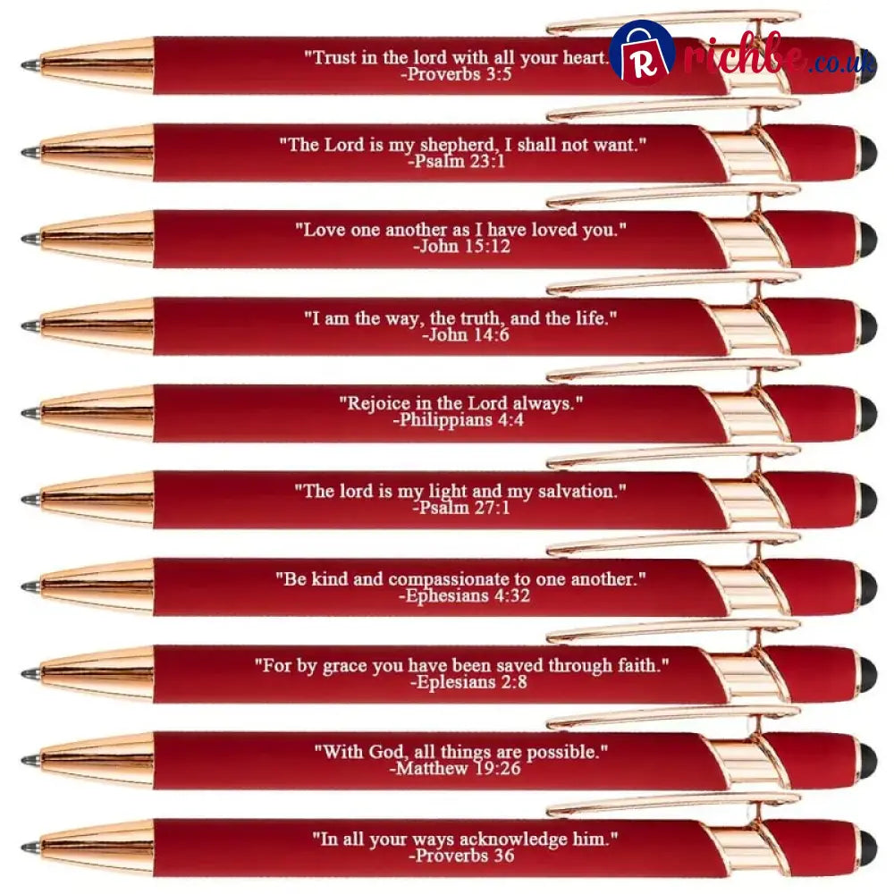 Bible Verse Ballpoint Pen Set (10PCS) - Wine Red