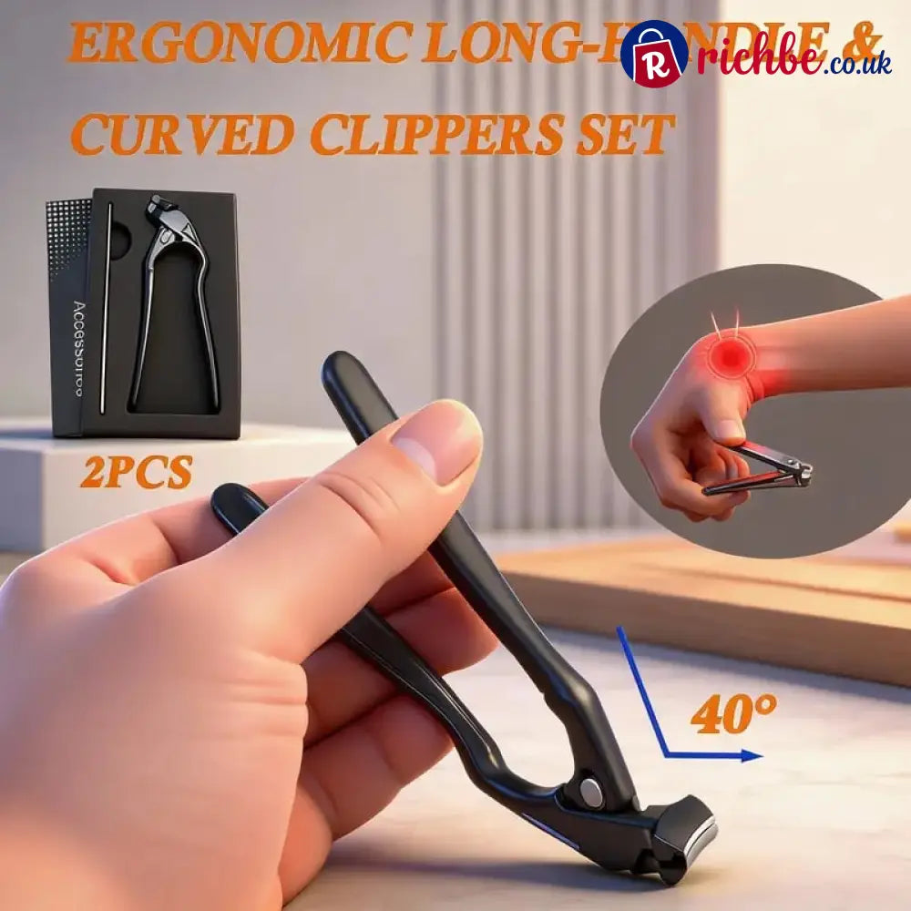 ✂️ Black Curved Nail Clipper – Ergonomic & Easy for Seniors 🖤 - Buy 1 🛍️