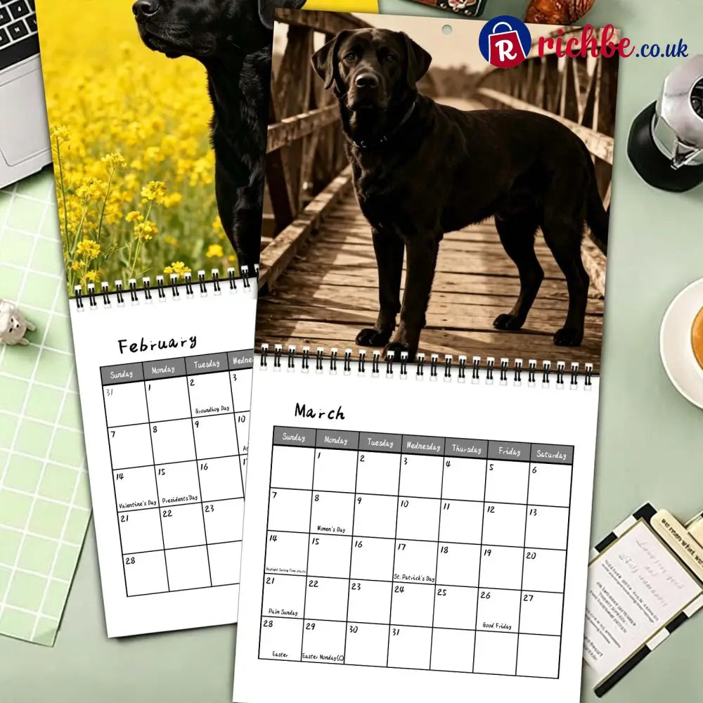 🐾 Black Labs 2027 Wall Calendar, 12 Months of Loyal Looks & Happy Tails - 2027 CALENDAR📅