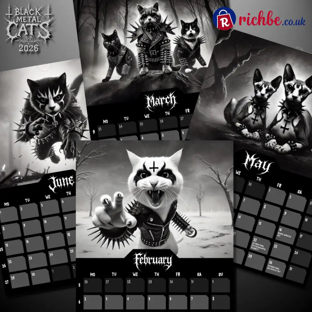 Black Metal Cats 2026 - Wall Calendar 2026