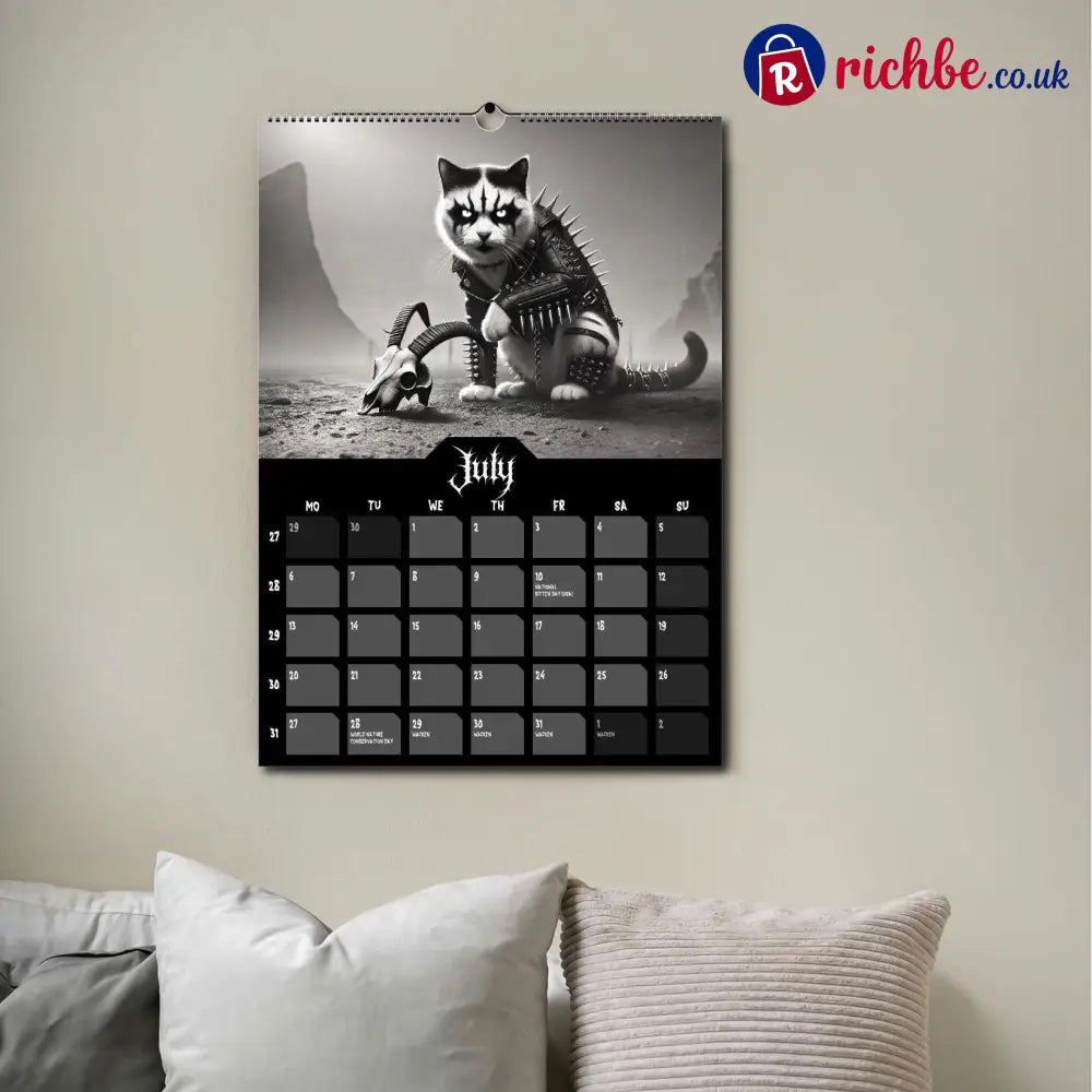 Black Metal Cats 2026 - Wall Calendar 2026