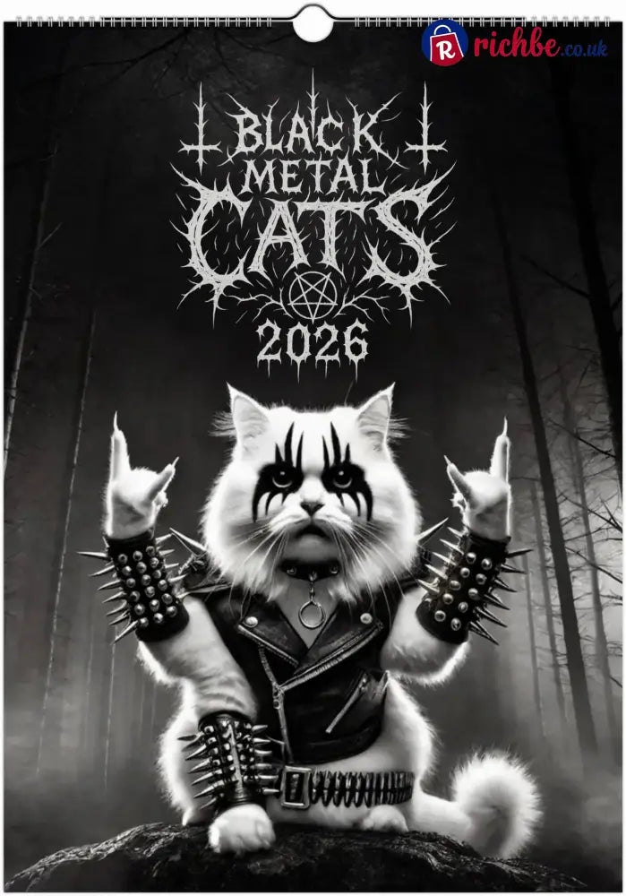 Black Metal Cats 2026 - Wall Calendar 2026