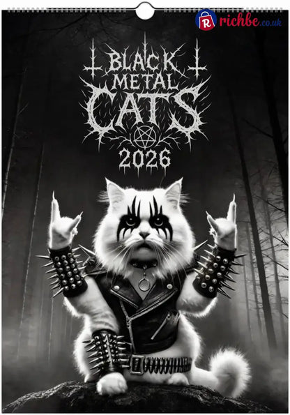 Black Metal Cats 2026 - Wall Calendar 2026
