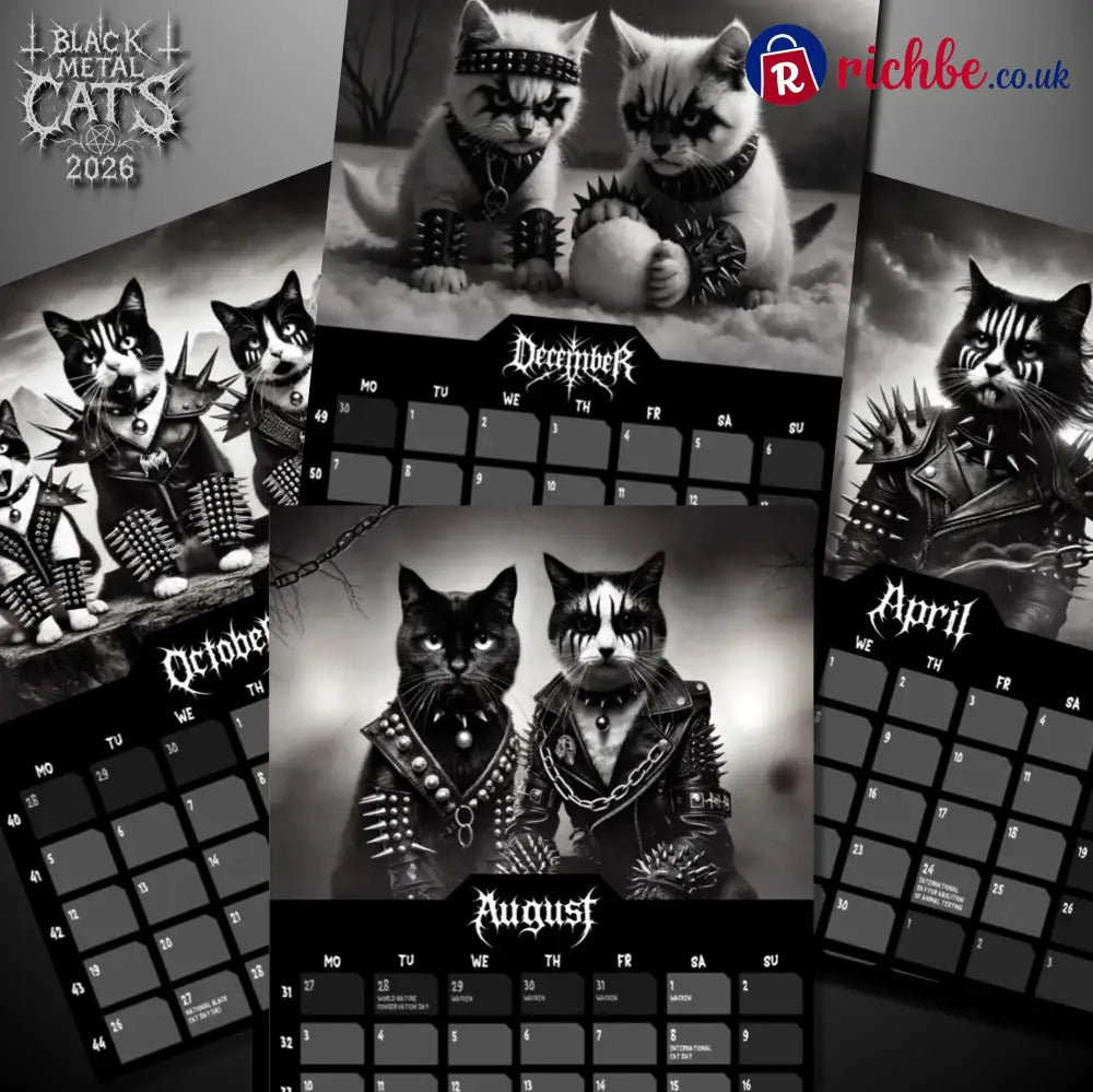 Black Metal Cats 2026 - Wall Calendar 2026