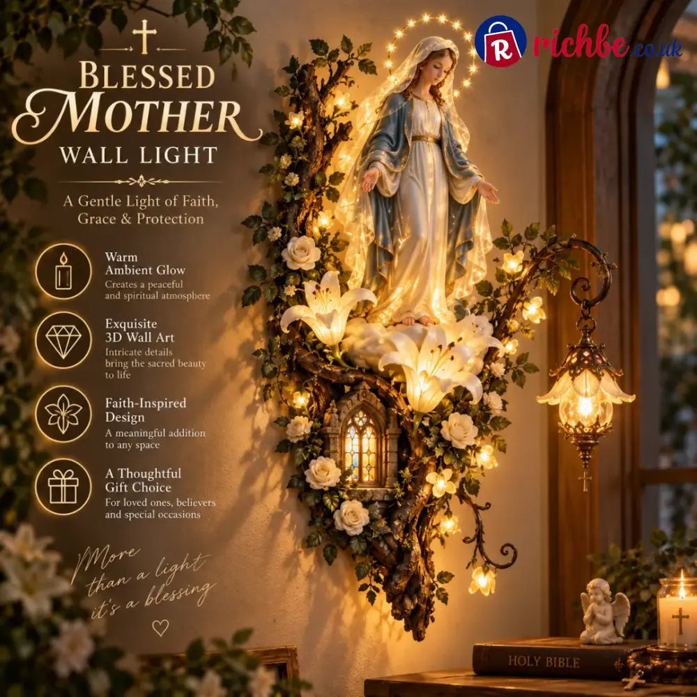 🙏✨ Blessed Mother Lighted Wall Décor | Virgin Mary 3D Religious Wall Art with Warm Ambient Glow