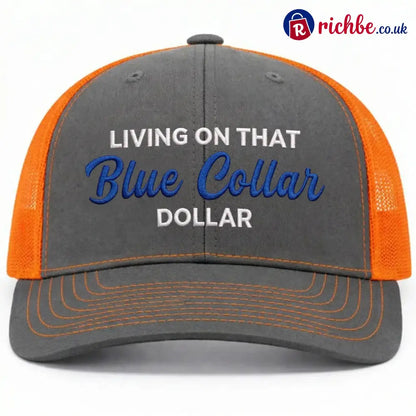 🛠️🧢Blue Collar Dollar Trucker Hat – Proud Workwear Cap - Charcoal Orange / Buy 1
