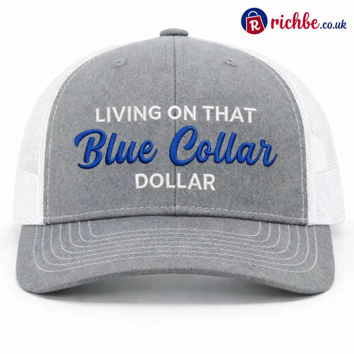 🛠️🧢Blue Collar Dollar Trucker Hat – Proud Workwear Cap - Grey/White / Buy 1