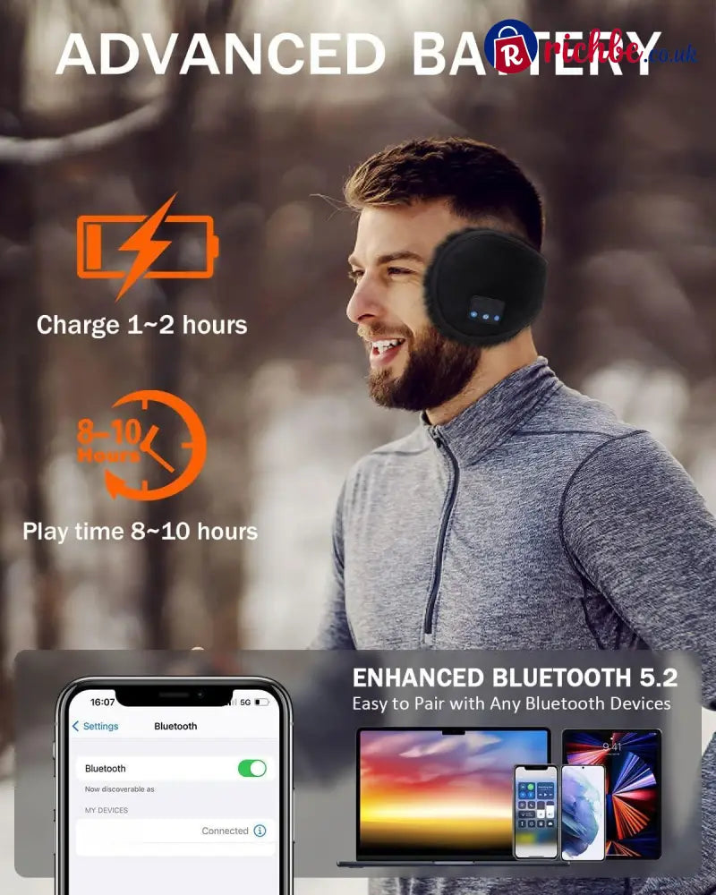 Bluetooth Headphones Earmuffs ✨Built-in HD Speakers and Microphone for Biking Running