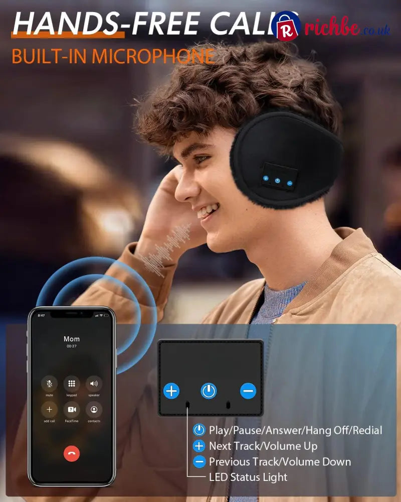 Bluetooth Headphones Earmuffs ✨Built-in HD Speakers and Microphone for Biking Running