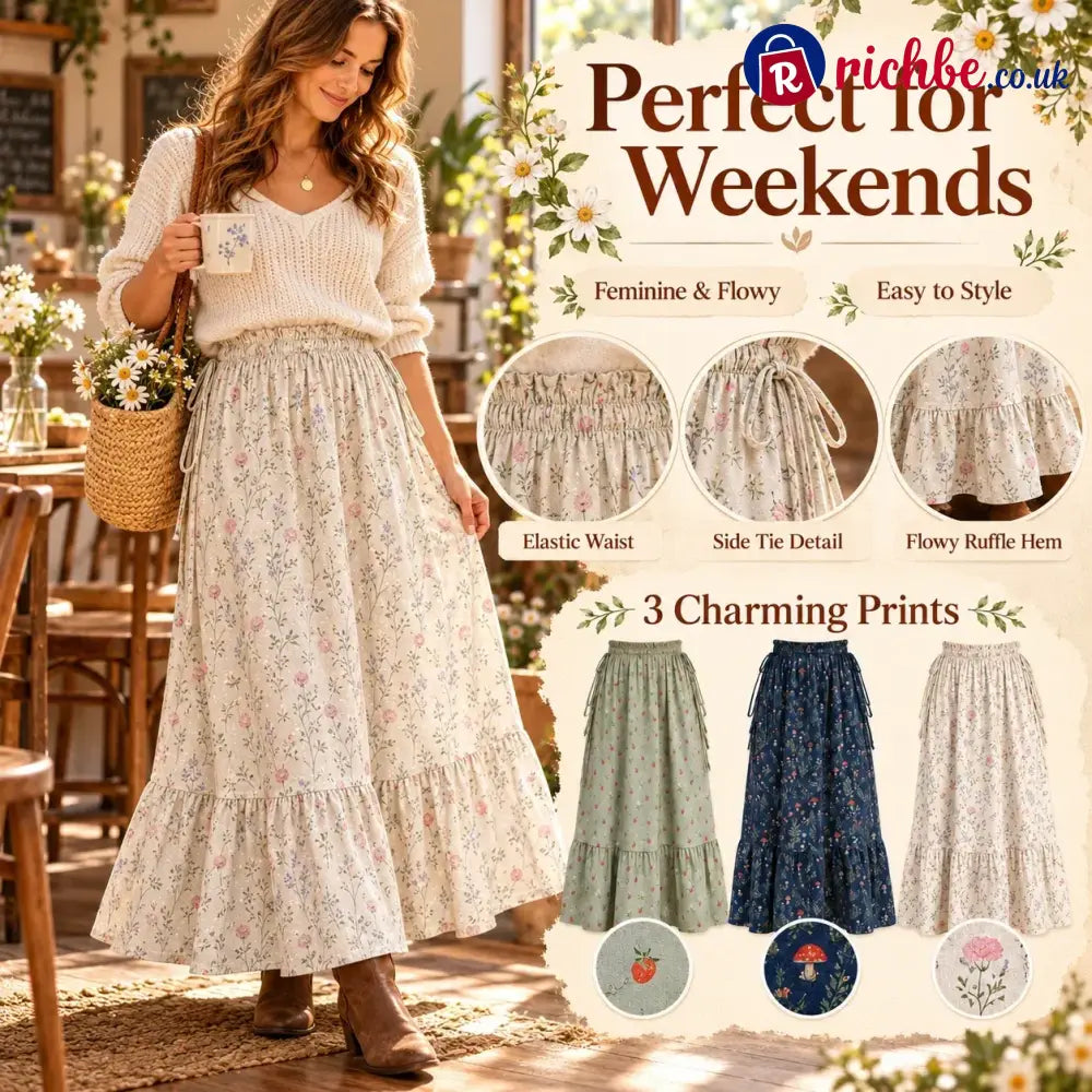 🌸 Boho Floral Maxi Skirt (One Size) – A Little Romance in Every Step