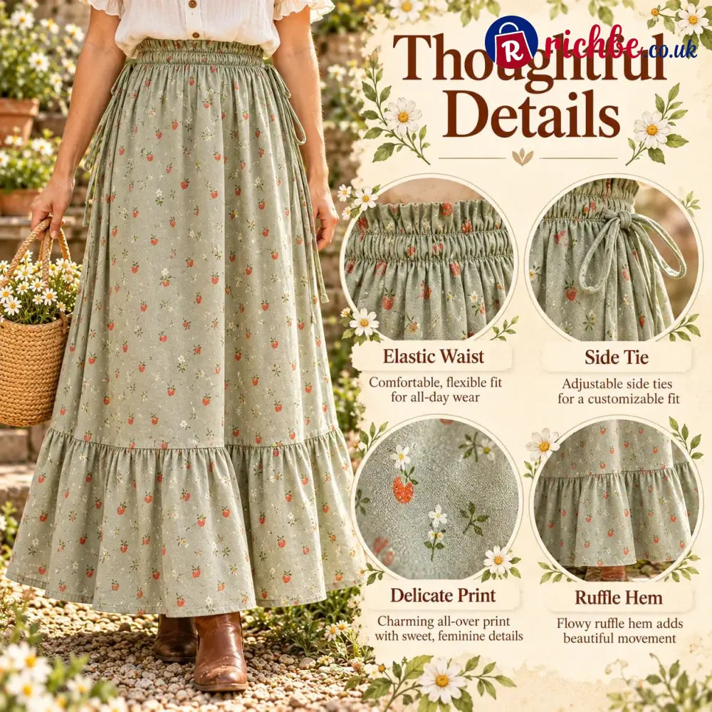 🌸 Boho Floral Maxi Skirt (One Size) – A Little Romance in Every Step