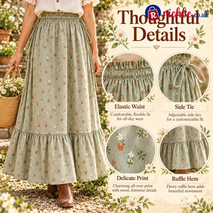 🌸 Boho Floral Maxi Skirt (One Size) – A Little Romance in Every Step