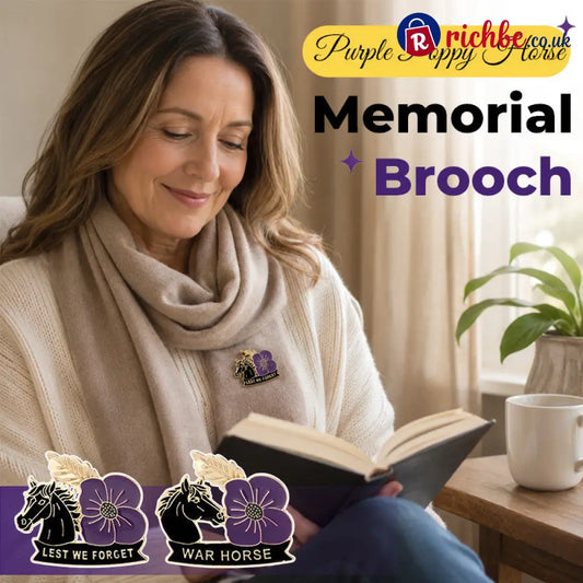 🌺🐎 Bold & Symbolic, Purple Poppy Horse Memorial Brooch - 🔥War Horse + Lest We Forget (2 PCS) / Buy 1 - Houseware &