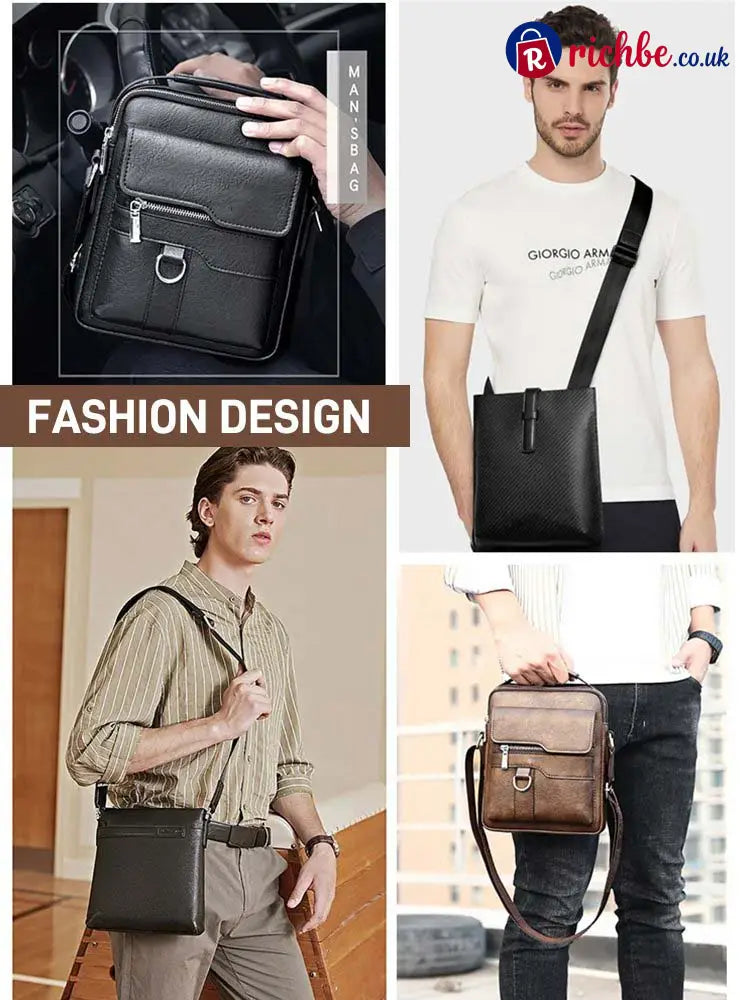 💼 Business Casual Crossbody Bag – Practical Stylish Water-Resistant ✨ - Black & Khaki - Clothing & Accessories