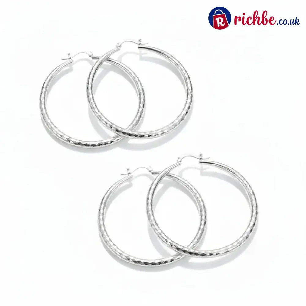 🎉BUY 1 GET 1 FREE🎁Diamond-Cut Hoop Earrings for Women – Elegant Sparkling 💎 - Clothing & Accessories
