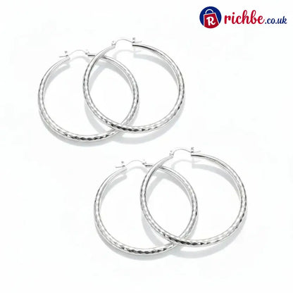 🎉BUY 1 GET 1 FREE🎁Diamond-Cut Hoop Earrings for Women – Elegant Sparkling 💎 - Clothing & Accessories
