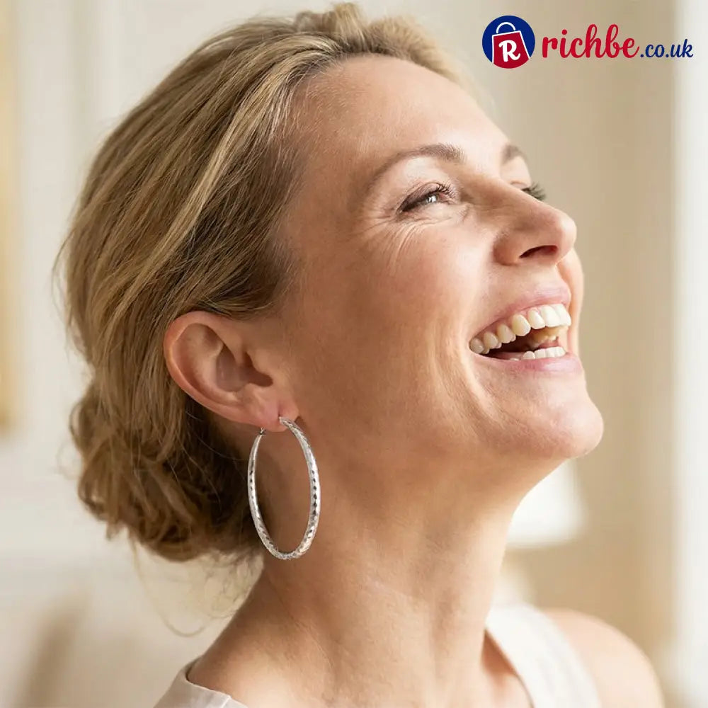 🎉BUY 1 GET 1 FREE🎁Diamond-Cut Hoop Earrings for Women – Elegant Sparkling 💎 - Clothing & Accessories