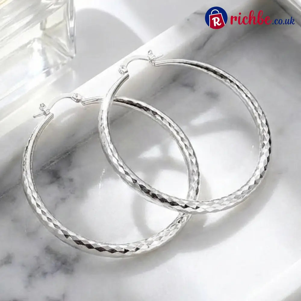 🎉BUY 1 GET 1 FREE🎁Diamond-Cut Hoop Earrings for Women – Elegant Sparkling 💎 - Clothing & Accessories
