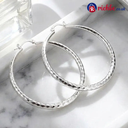 🎉BUY 1 GET 1 FREE🎁Diamond-Cut Hoop Earrings for Women – Elegant Sparkling 💎 - Clothing & Accessories