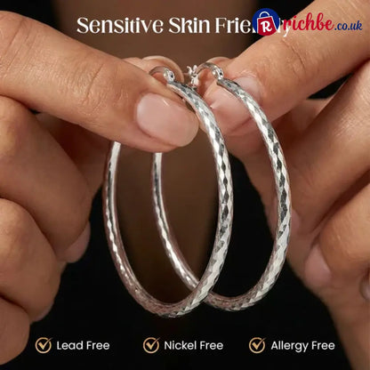 🎉BUY 1 GET 1 FREE🎁Diamond-Cut Hoop Earrings for Women – Elegant Sparkling 💎 - Clothing & Accessories