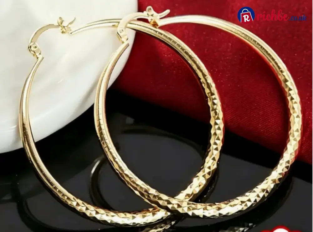 🎉BUY 1 GET 1 FREE🎁Diamond-Cut Hoop Earrings for Women – Elegant Sparkling 💎 - Gold / 🔥Buy 1 Get 1 Free (2 Pairs)