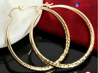 🎉BUY 1 GET 1 FREE🎁Diamond-Cut Hoop Earrings for Women – Elegant Sparkling 💎 - Gold / 🔥Buy 1 Get 1 Free (2 Pairs)