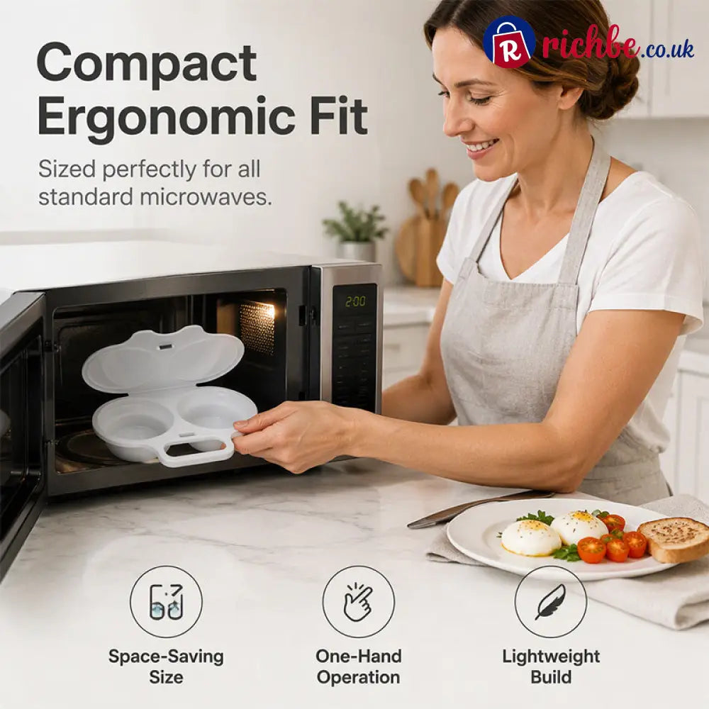 🍳 BUY 1 GET 1 FREE! ✨ Dual Cavity Microwave Egg Poacher – Quick Oil-Free Cooking, Food-Grade PP & Versatile Kitchen Essential 💫