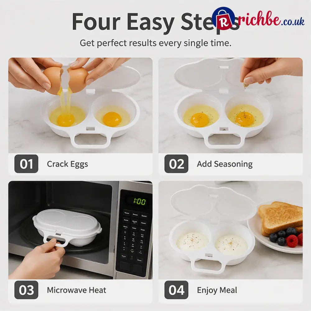 🍳 BUY 1 GET 1 FREE! ✨ Dual Cavity Microwave Egg Poacher – Quick Oil-Free Cooking, Food-Grade PP & Versatile Kitchen Essential 💫