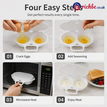 🍳 BUY 1 GET 1 FREE! ✨ Dual Cavity Microwave Egg Poacher – Quick Oil-Free Cooking, Food-Grade PP & Versatile Kitchen Essential 💫